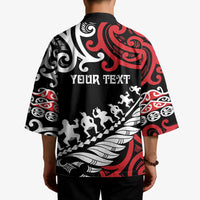 Honour The Treaty New Zealand Personalised Kimono Toitu Te Tiriti Half Fern Haka Dance LT9 - Polynesian Pride