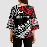 Honour The Treaty New Zealand Personalised Kimono Sleeve Blouse Toitu Te Tiriti Half Fern Haka Dance LT9 - Polynesian Pride