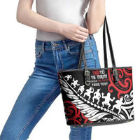 Honour The Treaty New Zealand Personalised Leather Tote Bag Toitu Te Tiriti Half Fern with Haka dance LT9 - Polynesian Pride
