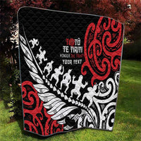 Honour The Treaty New Zealand Personalised Quilt Toitu Te Tiriti Half Fern with Haka dance LT9 - Polynesian Pride