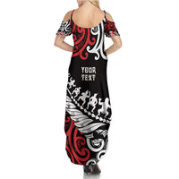 Honour The Treaty New Zealand Personalised Summer Maxi Dress Toitu Te Tiriti Half Fern with Haka dance LT9 - Polynesian Pride