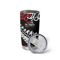 Honour The Treaty New Zealand Personalised Tumbler Cup Toitu Te Tiriti Half Fern with Haka dance LT9 - Polynesian Pride