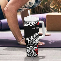 Honour The Treaty New Zealand Personalised Tumbler With Handle Toitu Te Tiriti Half Fern with Haka dance LT9 - Polynesian Pride