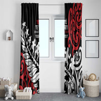 Honour The Treaty New Zealand Personalised Window Curtain Toitu Te Tiriti Half Fern with Haka dance LT9 - Polynesian Pride