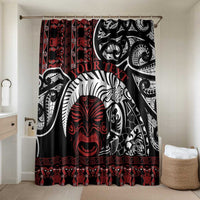 Honour The Treaty New Zealand Personalised Bathroom Set Toitu Te Tiriti Indigenous Maori Face LT9 Shower Curtain Only Red - Polynesian Pride