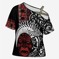 Honour The Treaty New Zealand Personalised Cross Shoulder Shirt Toitu Te Tiriti Indigenous Maori Face LT9 Female Red - Polynesian Pride