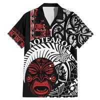 Honour The Treaty New Zealand Personalised Family Matching Mermaid Dress and Hawaiian Shirt Toitu Te Tiriti Indigenous Maori Face LT9 Dad's Shirt - Short Sleeve Black - Polynesian Pride
