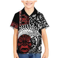 Honour The Treaty New Zealand Personalised Family Matching Mermaid Dress and Hawaiian Shirt Toitu Te Tiriti Indigenous Maori Face LT9 Son's Shirt Black - Polynesian Pride