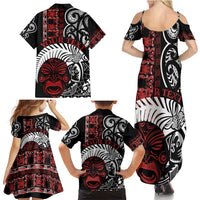 Honour The Treaty New Zealand Personalised Family Matching Summer Maxi Dress and Hawaiian Shirt Toitu Te Tiriti Indigenous Maori Face LT9 - Polynesian Pride