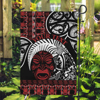 Honour The Treaty New Zealand Personalised Garden Flag Toitu Te Tiriti Indigenous Maori Face LT9 Garden Flag Black - Polynesian Pride