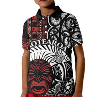 Honour The Treaty New Zealand Personalised Kid Polo Shirt Toitu Te Tiriti Indigenous Maori Face LT9 Kid Black - Polynesian Pride