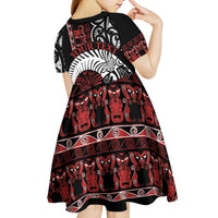 Honour The Treaty New Zealand Personalised Kid Short Sleeve Dress Toitu Te Tiriti Indigenous Maori Face LT9 - Polynesian Pride