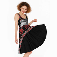 Honour The Treaty New Zealand Personalised Midi Dress Toitu Te Tiriti Indigenous Maori Face LT9 - Polynesian Pride