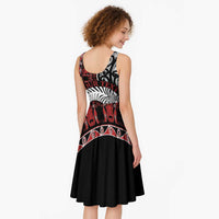 Honour The Treaty New Zealand Personalised Midi Dress Toitu Te Tiriti Indigenous Maori Face LT9 - Polynesian Pride