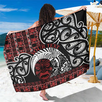 Honour The Treaty New Zealand Personalised Sarong Toitu Te Tiriti Indigenous Maori Face LT9 One Size 44 x 66 inches Black - Polynesian Pride