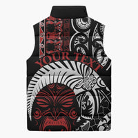 Honour The Treaty New Zealand Personalised Sleeveless Puffer Jacket Toitu Te Tiriti Indigenous Maori Face LT9 - Polynesian Pride