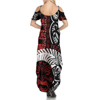 Honour The Treaty New Zealand Personalised Summer Maxi Dress Toitu Te Tiriti Indigenous Maori Face LT9 - Polynesian Pride
