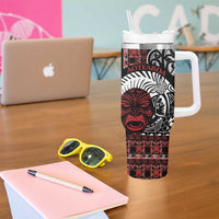 Honour The Treaty New Zealand Personalised Tumbler With Handle Toitu Te Tiriti Indigenous Maori Face LT9 - Polynesian Pride