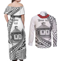Samoa Mau Movement House Personalised Couples Matching Off Shoulder Maxi Dress and Long Sleeve Button Shirt Fa'a Samoa The Samoan Way