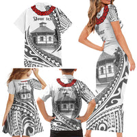 Samoa Mau Movement House Personalised Family Matching Short Sleeve Bodycon Dress and Hawaiian Shirt Fa'a Samoa The Samoan Way LT9 - Polynesian Pride