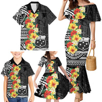 Samoa Tribal Hibiscus Flowers Family Matching Mermaid Dress and Hawaiian Shirt LT9 - Polynesian Pride