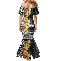 Samoa Tribal Hibiscus Flowers Family Matching Mermaid Dress and Hawaiian Shirt LT9 - Polynesian Pride