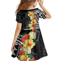 Samoa Tribal Hibiscus Flowers Family Matching Off The Shoulder Long Sleeve Dress and Hawaiian Shirt LT9 - Polynesian Pride