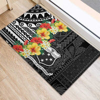 Samoa Tribal Hibiscus Flowers Rubber Doormat