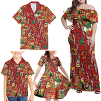 Mele Kalikimaka Pakalana Pikake Lei Family Matching Off Shoulder Maxi Dress and Hawaiian Shirt Hawaiian Rodeo Paniolo Omaomao Palaka LT9 - Polynesian Pride
