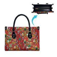 Mele Kalikimaka Pakalana Pikake Lei Leather Bag Hawaiian Rodeo Paniolo Omaomao Palaka - Polynesian Pride
