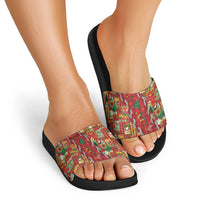 Mele Kalikimaka Pakalana Pikake Lei Slide Sandals Hawaiian Rodeo Paniolo Omaomao Palaka - Polynesian Pride