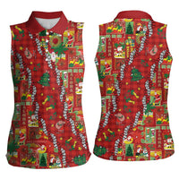 Mele Kalikimaka Pakalana Pikake Lei Women Sleeveless Polo Shirt Hawaiian Rodeo Paniolo Omaomao Palaka LT9 - Polynesian Pride