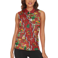 Mele Kalikimaka Pakalana Pikake Lei Women Sleeveless Polo Shirt Hawaiian Rodeo Paniolo Omaomao Palaka LT9 - Polynesian Pride