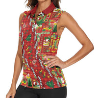 Mele Kalikimaka Pakalana Pikake Lei Women Sleeveless Polo Shirt Hawaiian Rodeo Paniolo Omaomao Palaka LT9 - Polynesian Pride