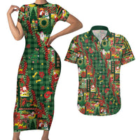 Mele Kalikimaka Pakalana Pikake Lei Couples Matching Short Sleeve Bodycon Dress and Hawaiian Shirt Hawaiian Rodeo Paniolo Ulaula Palaka LT9 Red - Polynesian Pride