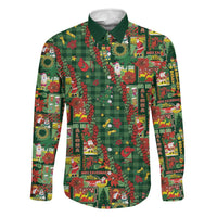 Mele Kalikimaka Pakalana Pikake Lei Family Matching Long Sleeve Bodycon Dress and Hawaiian Shirt Hawaiian Rodeo Paniolo Ulaula Palaka LT9 Dad's Shirt - Long Sleeve Red - Polynesian Pride
