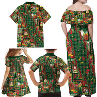 Mele Kalikimaka Pakalana Pikake Lei Family Matching Off Shoulder Maxi Dress and Hawaiian Shirt Hawaiian Rodeo Paniolo Ulaula Palaka LT9 - Polynesian Pride