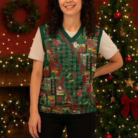 Mele Kalikimaka Pakalana Pikake Lei Christmas Knitted V-Neck Vest Hawaiian Rodeo Paniolo Ulaula Palaka LT9 - Polynesian Pride