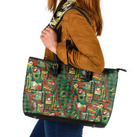 Mele Kalikimaka Pakalana Pikake Lei Leather Tote Bag Hawaiian Rodeo Paniolo Ulaula Palaka - Polynesian Pride