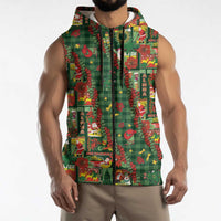 Mele Kalikimaka Pakalana Pikake Lei Sleeveless Zip Hoodie Hawaiian Rodeo Paniolo Ulaula Palaka LT9 - Polynesian Pride