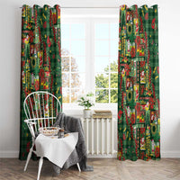 Mele Kalikimaka Pakalana Pikake Lei Window Curtain Hawaiian Rodeo Paniolo Ulaula Palaka - Polynesian Pride