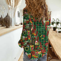 Mele Kalikimaka Pakalana Pikake Lei Women Casual Shirt Hawaiian Rodeo Paniolo Ulaula Palaka LT9 - Polynesian Pride