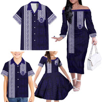 Tonga Queen Salote College 100 years Family Matching Off The Shoulder Long Sleeve Dress and Hawaiian Shirt QSC 1926-2026 Tongan Pattern LT9 - Polynesian Pride