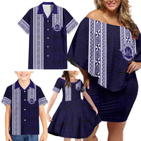 Tonga Queen Salote College 100 years Family Matching Off Shoulder Short Dress and Hawaiian Shirt QSC 1926-2026 Tongan Pattern LT9 - Polynesian Pride