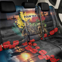 Kangaroo-Kiwi Soldier ANZAC Personalised Back Car Seat Cover Golden Wattle and Pohutukawa Flowers