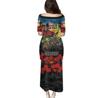 Kangaroo-Kiwi Soldier ANZAC Personalised Family Matching Puletasi and Hawaiian Shirt Golden Wattle and Pohutukawa Flowers LT9 - Polynesian Pride
