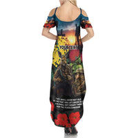 Kangaroo-Kiwi Soldier ANZAC Personalised Family Matching Summer Maxi Dress and Hawaiian Shirt Golden Wattle and Pohutukawa Flowers LT9 - Polynesian Pride