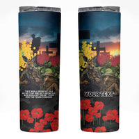 Kangaroo-Kiwi Soldier ANZAC Personalised Skinny Tumbler Golden Wattle and Pohutukawa Flowers LT9 Black - Polynesian Pride