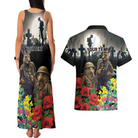 Kangaroo-Kiwi Soldier ANZAC Personalised Couples Matching Tank Maxi Dress and Hawaiian Shirt Golden Wattle Poppy Flowers LT9 - Polynesian Pride
