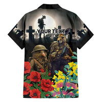 Kangaroo-Kiwi Soldier ANZAC Personalised Family Matching Long Sleeve Bodycon Dress and Hawaiian Shirt Golden Wattle Poppy Flowers LT9 - Polynesian Pride
